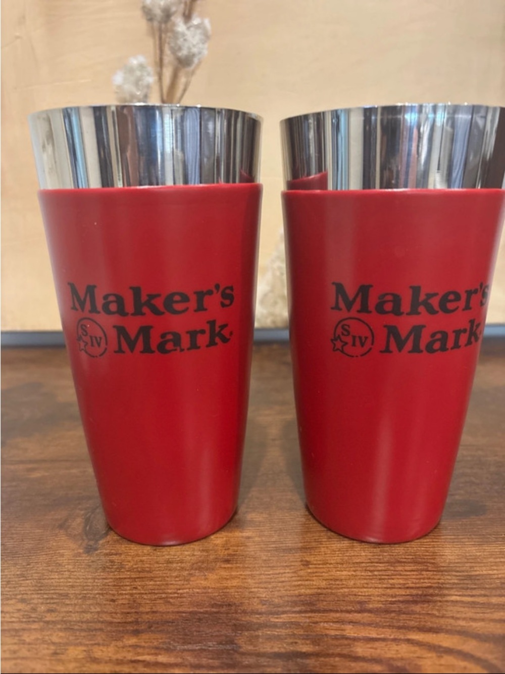 Makers Market Red Stainless Steel Cocktail Cups with Polished Rim